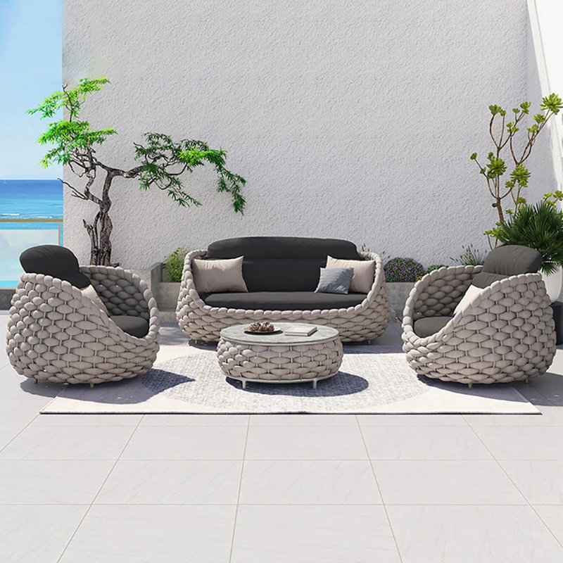 Oralla 4 Piece Sofa Seating Group with Cushions Bungalow Rose Frame Color Light Gray Cushion Color Gray